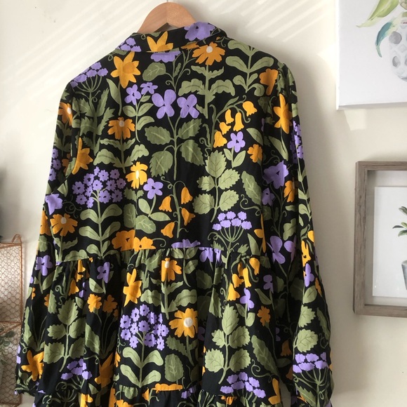SOLD♏️ModCloth Princess Highway Luella Button Down Long Sleeve Floral TierDress - Picture 9 of 14